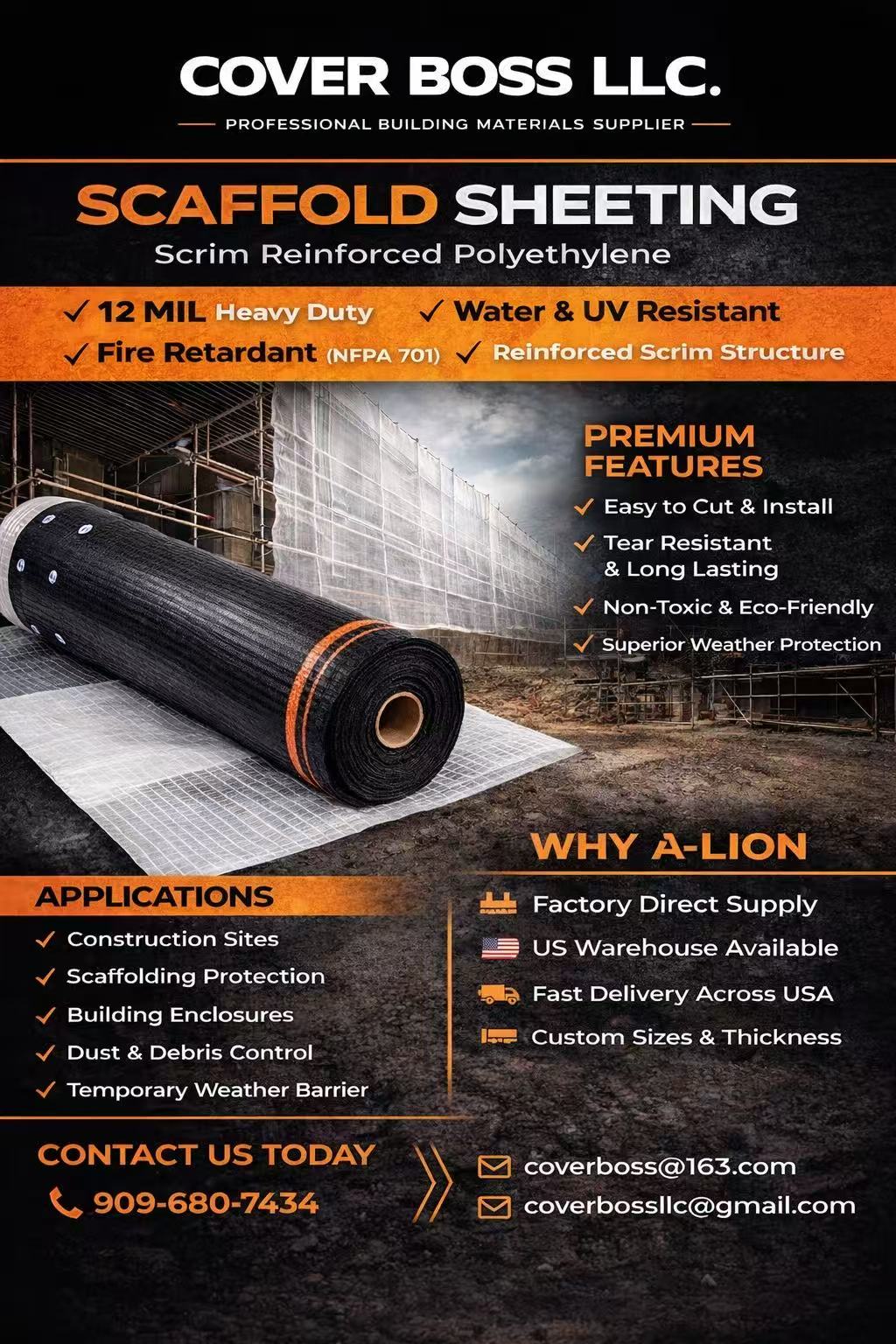 Scaffold Sheeting Alion - COVER BOSS LLC